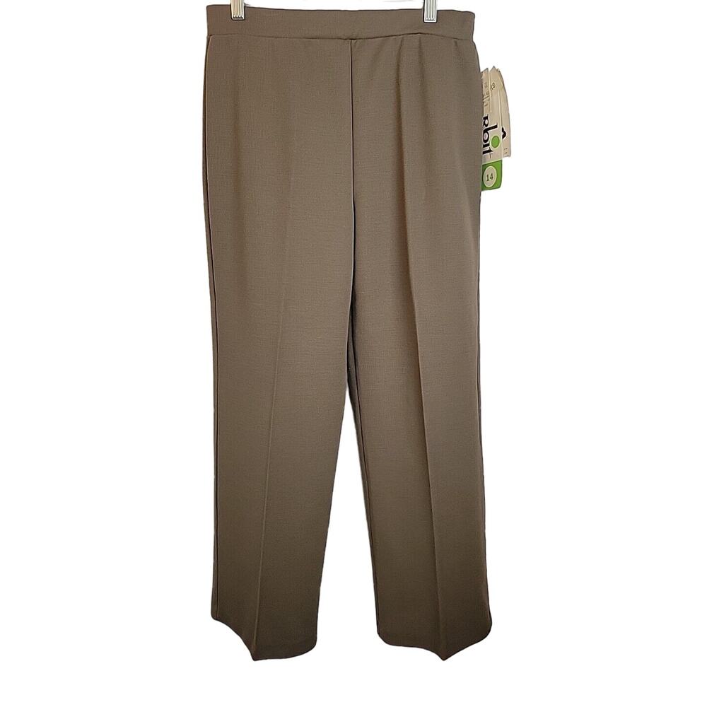 VTG NWT Orbit Brown Creased High Rise Pull On Pants Women's Size 14 Petite